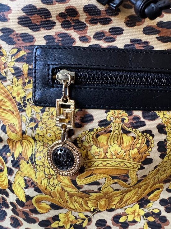 Vintage Gianni Versace Leopard & Baroque Crown Drawstring Backpack main image 9